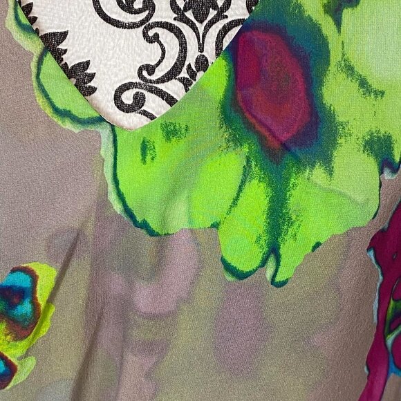 Trina Turk Silk Floral Dress Gray Multicolor Size 2 NWT - Picture 13 of 13